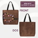 Sac Fourre-tout Imperméable Personnalisé avec 1-12 Noms Fleurs et Titre Cadeau Anniversaire Fête des Mères pour Femme Maman Grand-mère