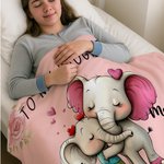 Personalised To My Daughter Cute Cartoon Animal Soft Throw Blanket with Name and Text Home Decor Birthday Christmas Gift for Girls