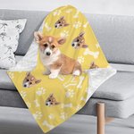 Personalised Paw Print Fish Bones Pet Photo Soft Pet Blanket with Name Home Decor Birthday Christmas Gift for Pet Owners Lovers