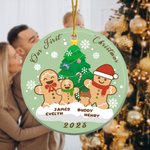 Personalized 1-8 Gingerbread Men Ceramic Ornament with Names Christmas Tree Home Decor Christmas Gift for Kids Family
