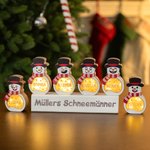Personalisierte Schneemann Holzdekoration mit LED-Licht Holzblock Namen Winter Urlaub Party Weihnachtsgeschenk für Familie Großeltern