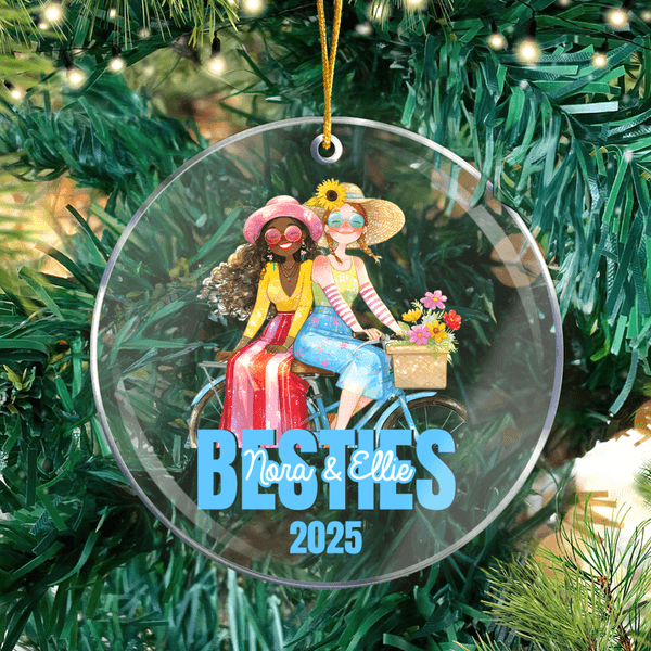 Personalized Besties Cartoon Girls Acrylic Ornament with Name and Text Tree Decor Christmas Gift for Girls Friends