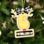 Personalised Reindeer Wooden Money Holder Ornament with Initial Name and Year Home Decor Christmas Gift for Kid Family