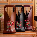 Personoitu Joulutähti-alkukirjain PU-nahkainen viinilaukku nimellä täydellinen joululahja viinin ystäville