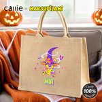 Personalised Cartoon Long Tailed Marsupilami Jute Tote Bag with Name Trick or Treat Activity Halloween Gift for Boys Girls | Callie × Marsupilami®