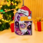 Personalisierte Weihnachtsmütze Initial geschichteten hölzernen Weihnachtsbaum Ornament mit Namen Block Baumschmuck Weihnachtsgeschenk für Familie