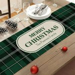 Personalizzato Merry Christmas verde rosso Plaid Runner tavolo con testo Home Decor Housewarming Natale Festival Bomboniere regalo per la famiglia amico