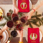 Personalised Peter Rabbit Christmas Wreath 100% Cotton Red Reusable Napkin with Name Table Decor Christmas Gift for Family Women Kids