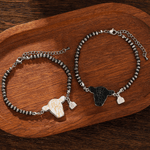 Personalizada Multicolor Cabeza de Vaca Piedra Preciosa Pulsera con Inicial Cumpleaños Aniversario Regalo para Vaquera Vaquero