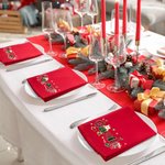 Servilleta roja personalizada de 100 % algodón con inicial de Papá Noel decoración de mesa regalo de Navidad para familia y amigos