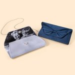 Pochette in raso personalizzata con fiocco e fodera fotografica Regalo di matrimonio e anniversario per le donne