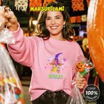 Personalized Cartoon Bats Halloween Witch Marsupilami T-shirt Sweatshirt Hoodie with Name Halloween Gift for Women | Callie × Marsupilami®