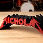 Présentoir de baguettes de batterie imprimé en 3D avec texte Cadeau de studio de musique pour batteur amateur de rock