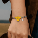 Personalizada Multicolor Cabeza de Vaca Piedra Preciosa Pulsera con Inicial Cumpleaños Aniversario Regalo para Vaquera Vaquero