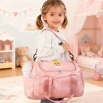 Personalized Cartoon Animals Multi-Compartment Travel Bag with Name and Shoulder Strap Travel Essentials Birthday Gift for Kids