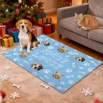 Personalised Paw Print Fish Bones Pet Photo Soft Pet Blanket with Name Home Decor Birthday Christmas Gift for Pet Owners Lovers