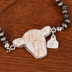 Personalizada Multicolor Cabeza de Vaca Piedra Preciosa Pulsera con Inicial Cumpleaños Aniversario Regalo para Vaquera Vaquero