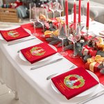 Personalised Peter Rabbit Christmas Wreath 100% Cotton Red Reusable Napkin with Name Table Decor Christmas Gift for Family Women Kids