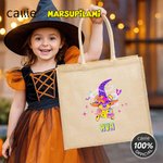 Personalised Cartoon Long Tailed Marsupilami Jute Tote Bag with Name Trick or Treat Activity Halloween Gift for Boys Girls | Callie × Marsupilami®