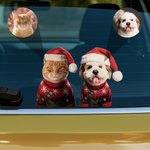 Personalized Santa Hat Sweater Pet Face Photo Double-Sided Printing Christmas Window Decals Christmas Gift for Pet Owners Pet Lovers