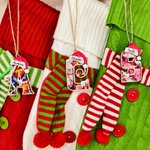 Personalisierte Weihnachtsmütze Initial geschichteten hölzernen Weihnachtsbaum Ornament mit Namen Block Baumschmuck Weihnachtsgeschenk für Familie