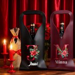 Personoitu Joulutähti-alkukirjain PU-nahkainen viinilaukku nimellä täydellinen joululahja viinin ystäville