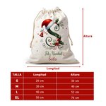 Bolsa de regalo personalizada de lona con cordón campana muérdago gorro de Papá Noel inicial nombre y texto regalo de Navidad para familia y niños