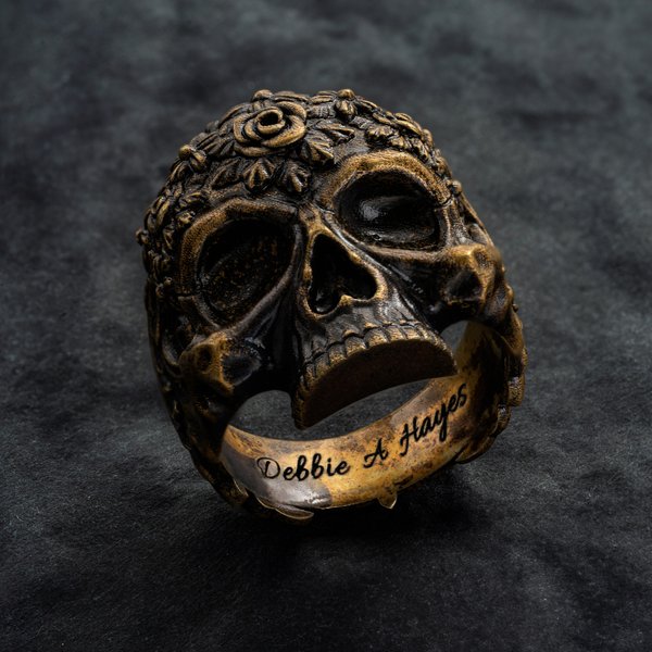 Personlig Gothic Rose Skull Ring med invändig gravering Biker smycken Födelsedag Jubileum Present för män Gothic älskare Motorcykel älskare