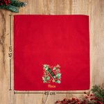 Personalisierte Tisch Serviette aus 100% Baumwolle mit Namen und Initiale im Stechpalmen-Design Tischdeko Weihnachtsgeschenk für Familie Freunde