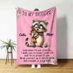 Personalised To My Daughter Cute Cartoon Animal Soft Throw Blanket with Name and Text Home Decor Birthday Christmas Gift for Girls