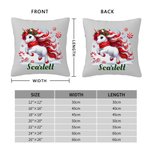 Personalised Fantasy Unicorn Sweets Cane Snowflake Cushion Cover with Name Home Decor Birthday Christmas Gift for Kids