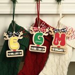 Personalised Reindeer Wooden Money Holder Ornament with Initial Name and Year Home Decor Christmas Gift for Kid Family