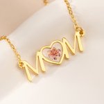 Personalised Heart Birth Flower Mom Necklace Dainty Jewellery Birthday Anniversary Christmas Gift for Women