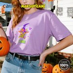 Personalized Cartoon Bats Halloween Witch Marsupilami T-shirt Sweatshirt Hoodie with Name Halloween Gift for Women | Callie × Marsupilami®