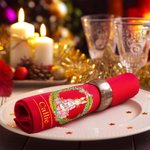 Personalised Peter Rabbit Christmas Wreath 100% Cotton Red Reusable Napkin with Name Table Decor Christmas Gift for Family Women Kids