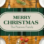 Personalizzato Merry Christmas verde rosso Plaid Runner tavolo con testo Home Decor Housewarming Natale Festival Bomboniere regalo per la famiglia amico