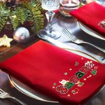Servilleta roja personalizada de 100 % algodón con inicial de Papá Noel decoración de mesa regalo de Navidad para familia y amigos