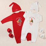 Personalized Classic Winnie the Pooh 100% Cotton Baby Romper Hat Outfit with Hamper Name Year Baby's 1st Christmas Baby Shower Gift for Newborn
