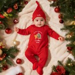 Personalized Classic Winnie the Pooh 100% Cotton Baby Romper Hat Outfit with Hamper Name Year Baby's 1st Christmas Baby Shower Gift for Newborn