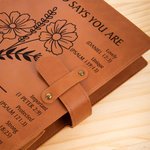 Personalized Lined Birth Flower Bible A5 PU Leather Notebook Cover with Name and Pocket Birthday Baptism Gift for Christian