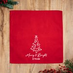 Personalised 100% Cotton Merry Christmas Burgundy Reusable Table Napkin with Name and Festive Icon Table Decor Christmas Gift for Family