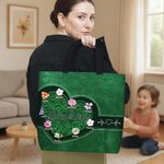 Sac Fourre-tout Imperméable Personnalisé avec 1-12 Noms Fleurs et Titre Cadeau Anniversaire Fête des Mères pour Femme Maman Grand-mère