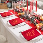 Personalised 100% Cotton Merry Christmas Burgundy Reusable Table Napkin with Name and Festive Icon Table Decor Christmas Gift for Family