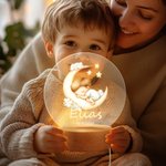 Personalisierte LED-Nachtlicht mit Baby auf dem Mond Namen und Wunschspruch Kinderzimmer Dekoration Jahrestag Geburtstag Geschenk für Jungen Mädchen