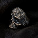 Personlig Gothic Rose Skull Ring med invändig gravering Biker smycken Födelsedag Jubileum Present för män Gothic älskare Motorcykel älskare