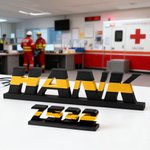 Personalised 3D-Printed Colored Line Number Name Plate Desk Decor Memorial Appreciation Retirement Gift for Police Firefighter Officer