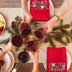 Servilleta roja personalizada de 100 % algodón con inicial de Papá Noel decoración de mesa regalo de Navidad para familia y amigos