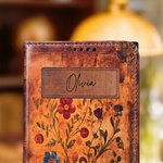 Personalized PU Leather Retro Floral Spell Book Design Phone Case for iPhone Samsung with Name Birthday Christmas Gift for Bookworms