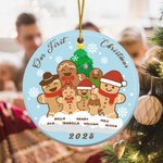 Personalized 1-8 Gingerbread Men Ceramic Ornament with Names Christmas Tree Home Decor Christmas Gift for Kids Family