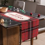 Personalizzato Merry Christmas verde rosso Plaid Runner tavolo con testo Home Decor Housewarming Natale Festival Bomboniere regalo per la famiglia amico